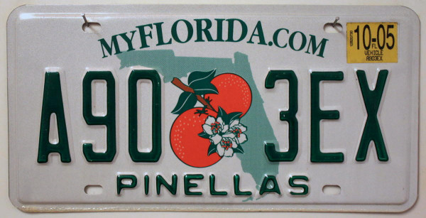 FLORIDA Motiv zwei Orangen - Nummernschild # Pinellas County A903EX