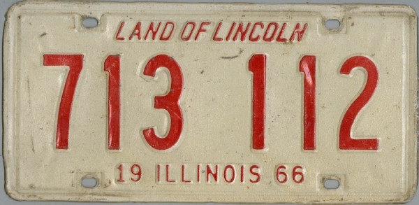 ILLINOIS 1966 Oldtimer Nummernschild # 713112