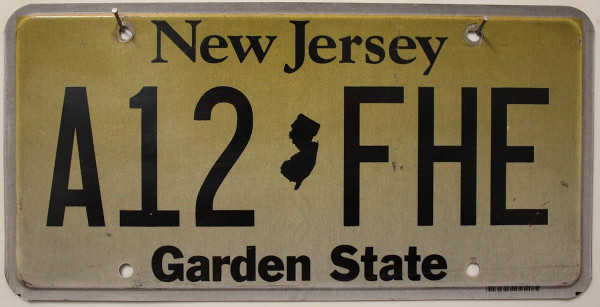 NEW JERSEY Garden State - Nummernschild # A12FHE ...