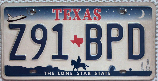 TEXAS The Lone Star State - Nummernschild # Z91BPD