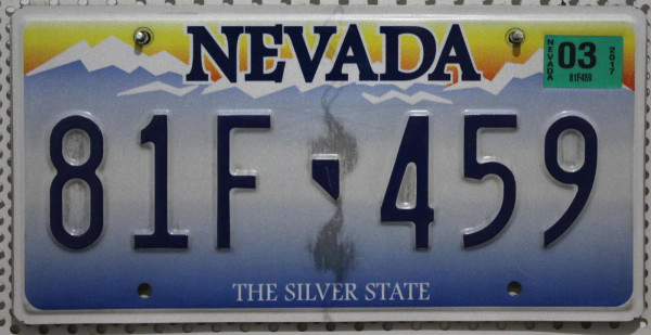 NEVADA The Silver State - Nummernschild # 81F459 =