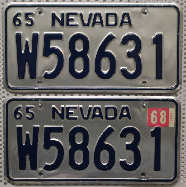NEVADA 1965 1968 Oldtimer-Nummernschilder PAAR # W58631