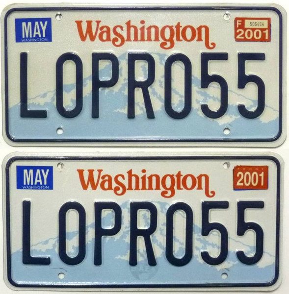 WASHINGTON Schilder PAAR - Zwei USA Nummernschilder # LOPRO55