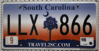 SOUTH CAROLINA Travel 2SC com - Nummernschild # LLX866 =