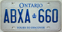 ONTARIO Yours To Discover - Nummernschild # ABXA660 ...