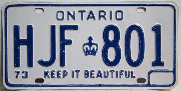 ONTARIO Keep it Beautiful - Nummernschild # HJF801 ...