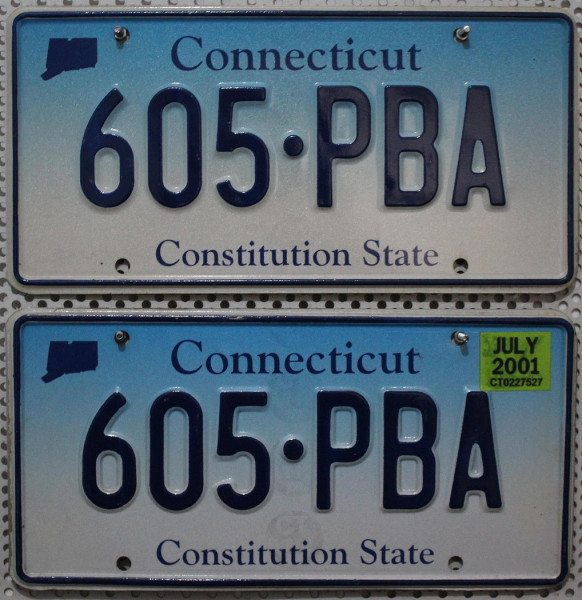 CONNECTICUT Schilder PAAR - Zwei USA Nummernschilder # 605PBA