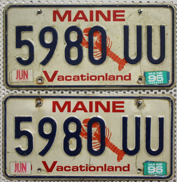 MAINE Schilder PAAR - Zwei USA Kennzeichen # 5980UU