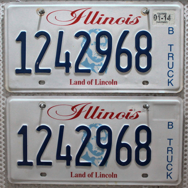 ILLINOIS TRUCK Schilder PAAR - Zwei USA Nummernschilder # 1242968