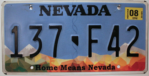 NEVADA Home Means Nevada - Nummernschild # 137F42