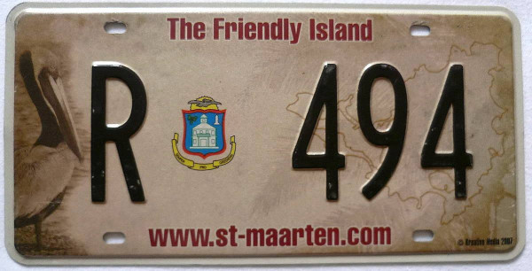 ST. (Sint) MAARTEN - Nummernschild # R494