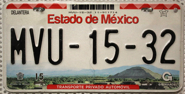 ESTADO de México Nummernschild # MVU1532