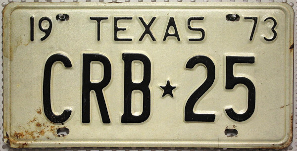 TEXAS 1973 Oldtimer - Nummernschild # CRB*25