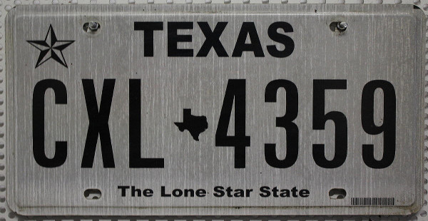 TEXAS The Lone Star State - Nummernschild # CXL4359