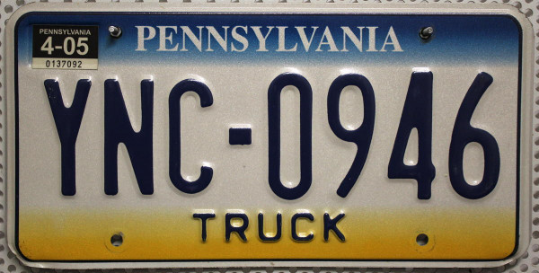 PENNSYLVANIA Truck - Nummernschild # YNC0946 =