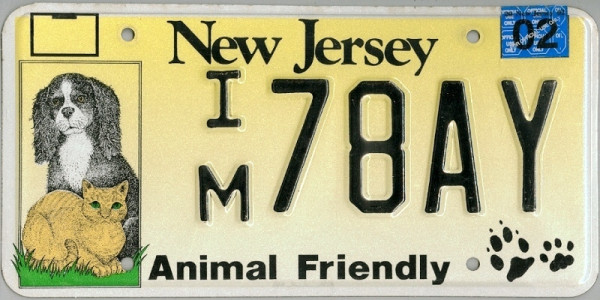 NEW JERSEY Animal Friendly - Nummernschild # IM78AY =