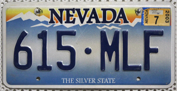 NEVADA The Silver State - Nummernschild # 615MLF =