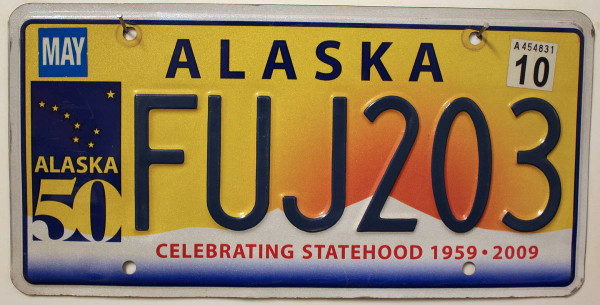 ALASKA Statehood 1959 ^ 2009 - Nummernschild # FUJ203 =