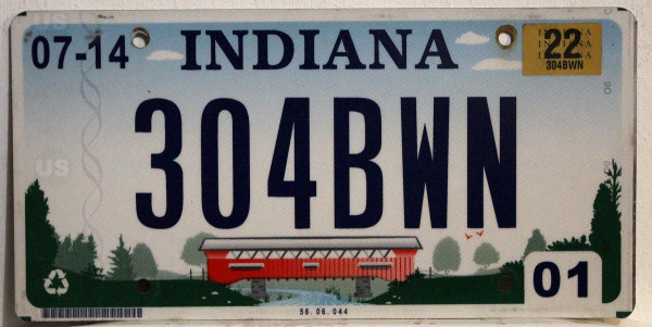 INDIANA covered bridge Graphic - Nummernschild # 304BWN =