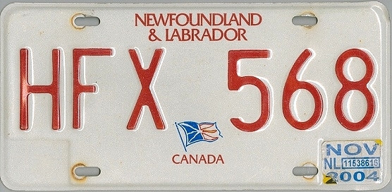 NEWFOUNDLAND / LABRADOR Canada Nummernschild ## HFX568 =
