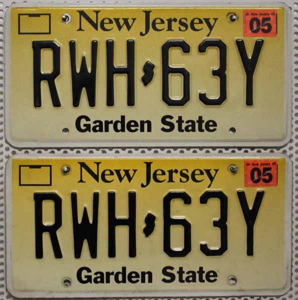 NEW JERSEY Schilder PAAR - Zwei USA Nummernschilder # RWH63Y