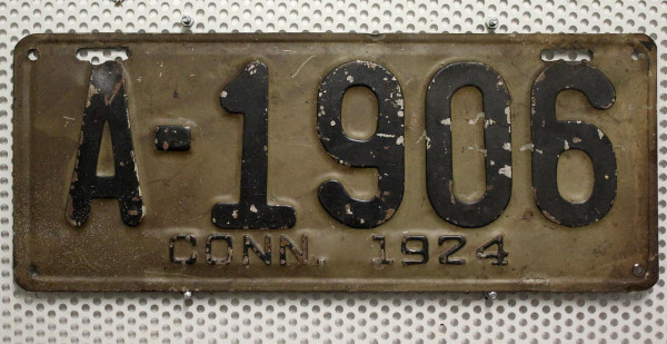 CONNECTICUT 1924 Oldtimer - Nummernschild # A1906