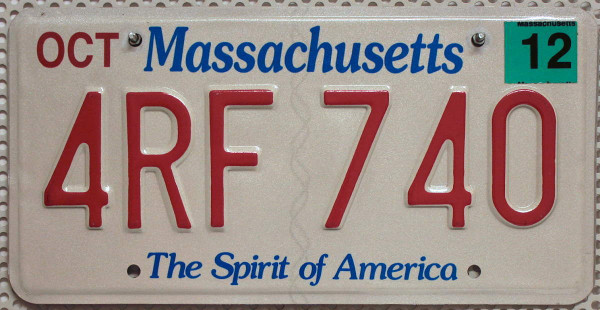 MASSACHUSETTS The Spirit of America - Nummernschild # 4RF740 =