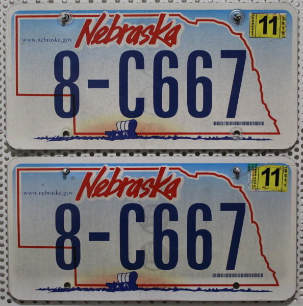 NEBRASKA Schilder PAAR - Zwei USA Nummernschilder # 8C667