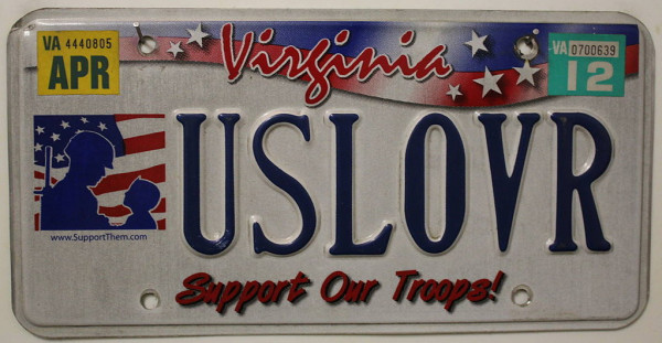 VIRGINIA Support Our Troops - Nummernschild (Vanity) # USLOVR