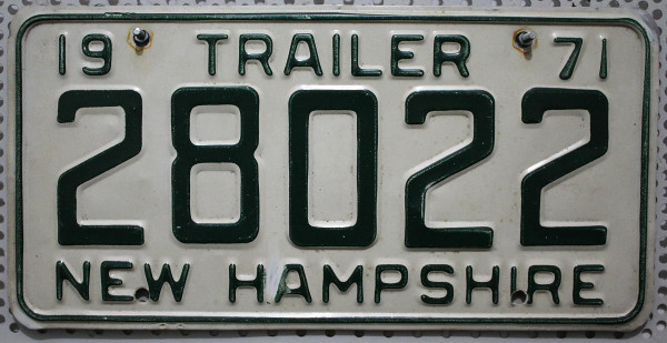 NEW HAMPSHIRE 1971 Nummernschild # 28022 ...