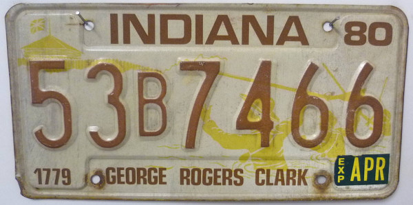 INDIANA George Rogers Clark - Nummernschild ## 53B7466