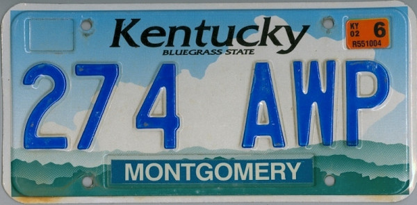 KENTUCKY Bluegrass State - Nummernschild # 274AWP
