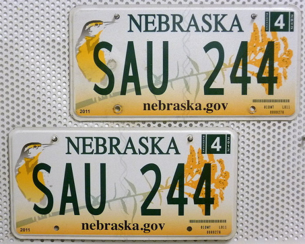 NEBRASKA Schilder PAAR - Zwei USA Nummernschilder # SAU244