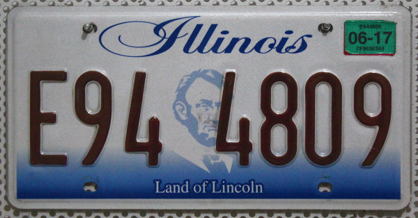 ILLINOIS Land of Lincoln - Nummernschild # E944809 =