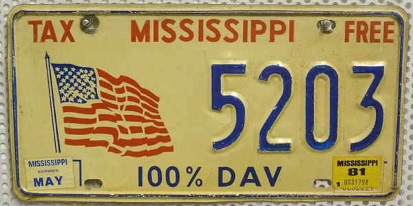 MISSISSIPPI Sternenbanner Motiv - Nummernschild # 5203 =