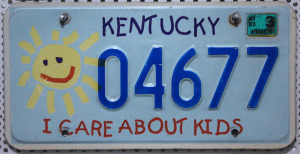 KENTUCKY i care about kids - Nummernschild # 04677 =