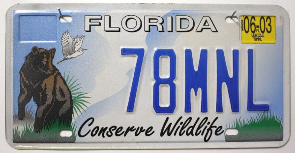 FLORIDA Conserve Wildlife - Nummernschild # 78MNL =