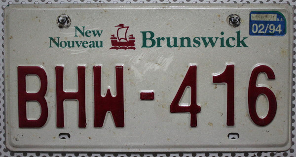 NEW BRUNSWICK / Nouveau Brunswick Nummernschild # BHW416 =