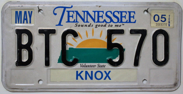 TENNESSEE Volunteer State - Nummernschild # Knox County BTC570