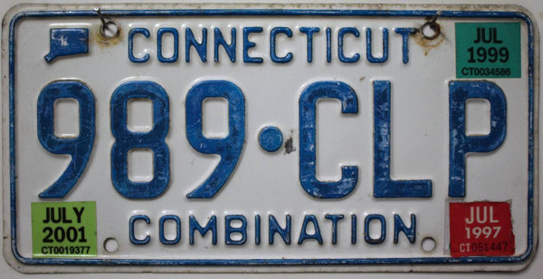 CONNECTICUT Combination - Nummernschild # 989CLP =