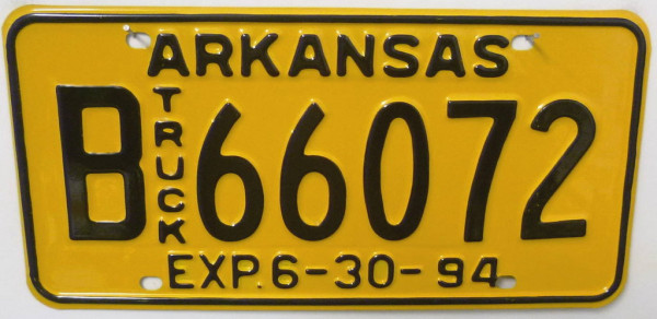ARKANSAS Truck - Nummernschild # B66072