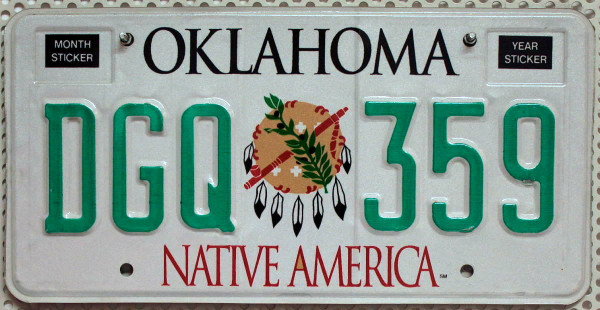 OKLAHOMA Native America - Nummernschild # DGQ359 ...