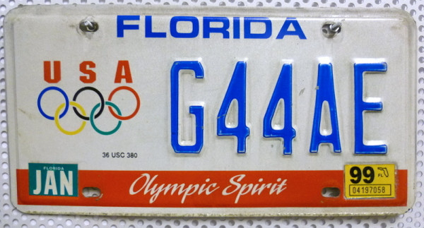 FLORIDA Olympic Spirit - Nummernschild # G44AE =