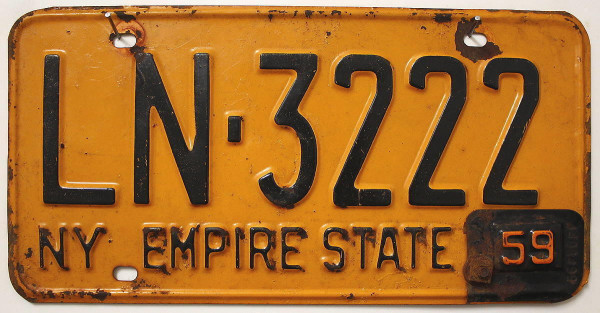 NY New York 58 / 59 Oldtimer Nummernschild # LN3222