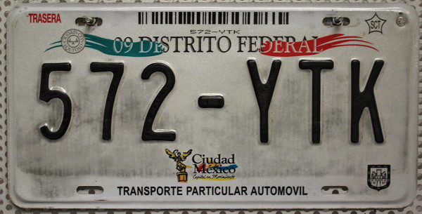 DISTRITO FEDERAL - Mexiko Nummernschild # 572YTK