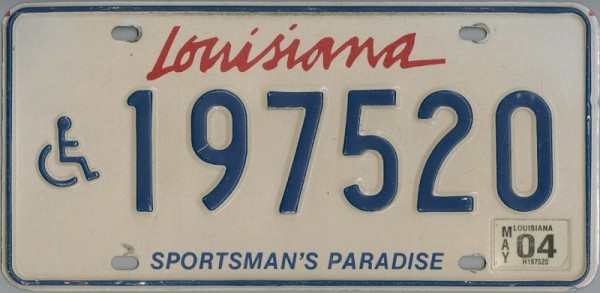 LOUISIANA Handicapped Special - Nummernschild # 197520 =
