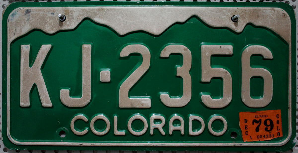 COLORADO 1979 Oldtimer Nummernschild # KJ2356 =