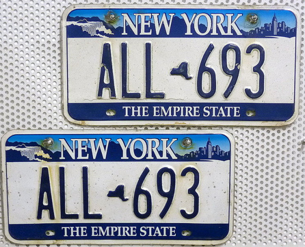 NEW YORK Schilder PAAR - Zwei USA Nummernschilder # ALL693