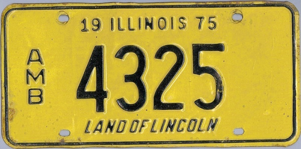 ILLINOIS Land of Lincoln - Nummernschild # AMB 4325