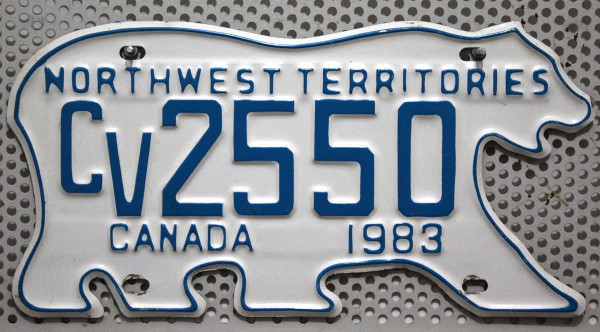 NORTHWEST TERRITORIES Nummernschild 1983 # CV.2550 ...